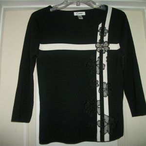 OHHH LA LA FRENCH STYLE LACE CONTRAST SWEATER M
